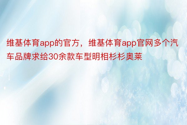 维基体育app的官方，维基体育app官网多个汽车品牌求给30余款车型明相杉杉奥莱