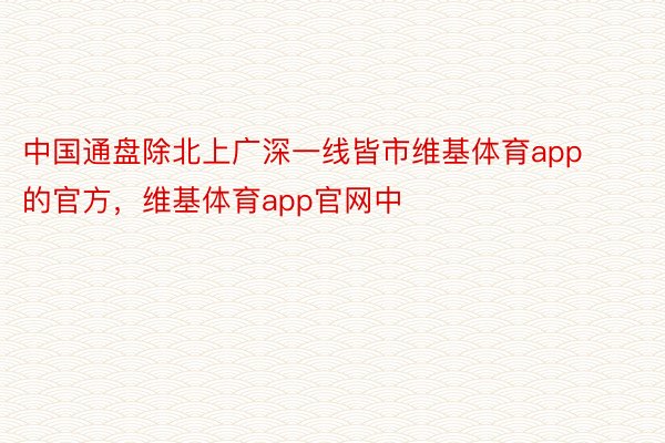 中国通盘除北上广深一线皆市维基体育app的官方，维基体育app官网中