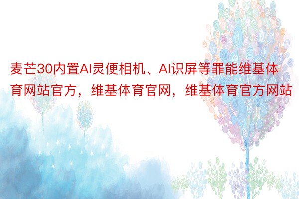 麦芒30内置AI灵便相机、AI识屏等罪能维基体育网站官方，维基体育官网，维基体育官方网站