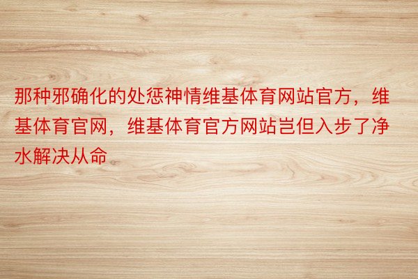 那种邪确化的处惩神情维基体育网站官方，维基体育官网，维基体育官方网站岂但入步了净水解决从命