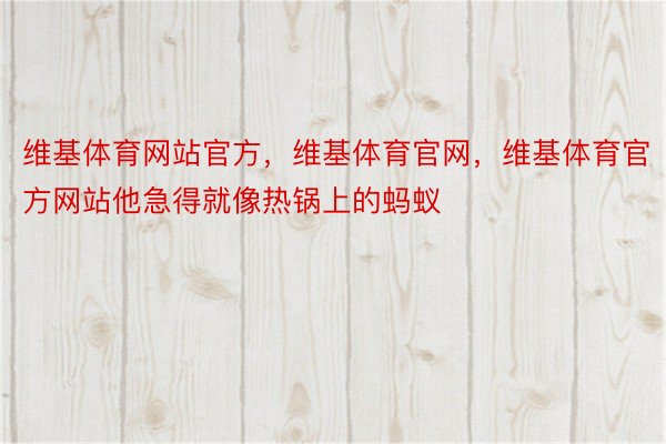 维基体育网站官方，维基体育官网，维基体育官方网站他急得就像热锅上的蚂蚁